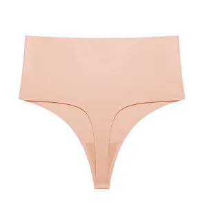 Seamless nude ice silk thong underwear detail view, smooth breathable fabric design