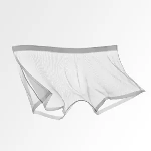 Boxershorts da uomo in seta di ghiaccio traspirante, biancheria estiva trasparente sottile.