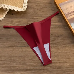 Tanga string sexy da donna a vita bassa, materiale in seta di ghiaccio senza cuciture comodo.