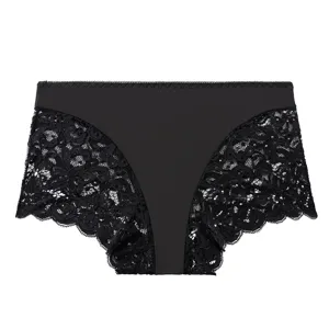 Women's black lace patchwork brief breathable sexy underwear comfortable daily panties