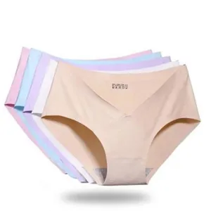 Bragas de Seda de Hielo Sin Costuras para Mujer Forma de V Cintura Baja Color Sólido Ropa Interior Transpirable para Mujeres Embarazadas Calzoncillos Cómodos