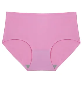 Pink seamless women breathable underwear detail view showing soft fabric and comfortable fit.
