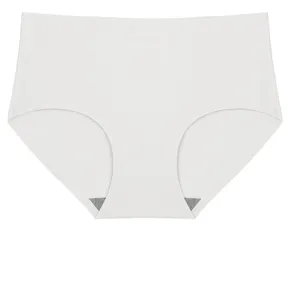 Detail shot of seamless white low-waist briefs, showing breathable and quick-drying fabric.