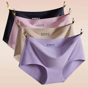Seamless Women's Panties Polyester Ice Silk Breathable Low Waist Briefs Large Size Sporty Lingerie Quick Dry Underwear For Women