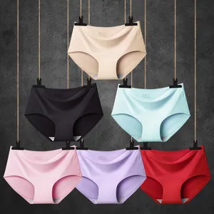 Women's seamless low waist panties quick dry breathable underwear multi-color pack of six.