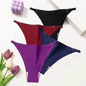 String en Soie de Glace Sans Couture pour Femmes Sexy Taille Basse Sportif T-Back Respirant Confort Nylon Lingerie Douce Sous-Vêtements