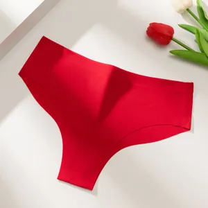 Seamless red thong for women, breathable low rise sexy sport briefs comfort underwear.
