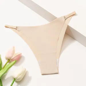 String en soie glacée sans couture femme respirant confortable couleur unie lingerie réglable.