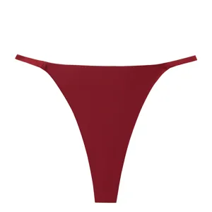 Women low waist seamless thong breathable ice silk solid color comfortable underwear detail