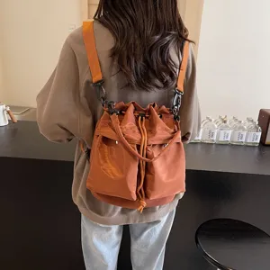 Koreanischer minimalistischer Kordelzug Eimerbeutel mit grossem Fassungsvermoegen fuer Damen Mode