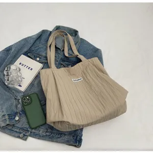 Lässige Plissee Canvas Tragetasche für Damen, große Kapazität Schultertasche Pendeln.