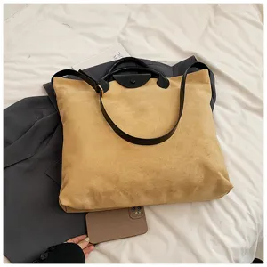 Damen große Kapazität Wildleder Shopper Tasche Vintage lässige Umhängetasche Herbst Winter.