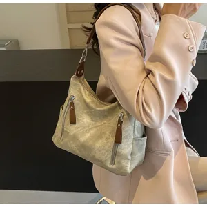Vintage Damen Segeltuch Schultertasche, große Kapazität Hobo Handtasche mit Reißverschluss.