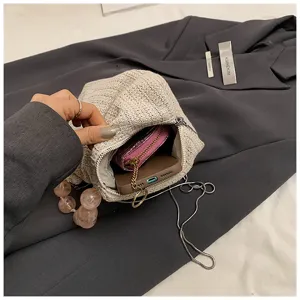 Freizeit Strohtasche mit grossem Fassungsvermoegen fuer Damen,sommerliche Schultertasche.