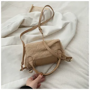 Damen flauschige Plüsch Umhängetasche stylische Kunstfell Handtasche lässige Tasche neu