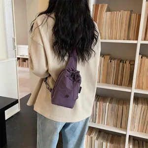 Damen lila Segeltuch Umhängetasche Brusttasche multifunktional Freizeit Outdoor Reise leicht