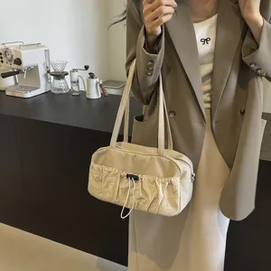 Modische geraffte Kordelzug Umhängetasche für Damen, elegante Alltagstasche Schultertasche.