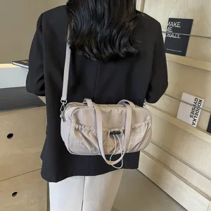 Modische geraffte Kordelzug Schultertasche fuer Damen, laessige Pendler Handtasche Alltag.