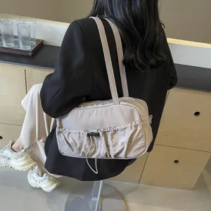 Stilvolle plissierte Kordelzug Umhängetasche Damen Mode Pendler Freizeit Achsel Kissen Handtasche