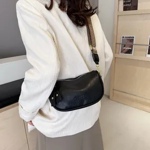 Damen schwarze Umhängetasche minimalistische lässige Schultertasche modische Handtasche