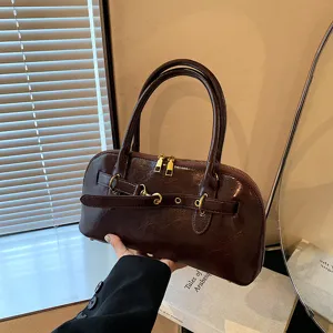 Koreanischer Stil Textur dunkelrote Handtasche Schulter Baguette Tasche Damen Herbst