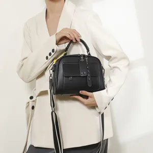 Damen PU Leder Umhängetasche Casual Urban Minimalistisch Schultertasche Mit Nähten Farbblock Design Für Damen