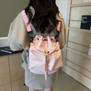 Rosa Rucksack im japanischen Stil, modische große Kapazität Freizeittasche für Damen.