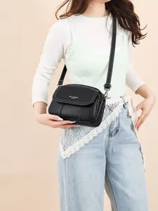 Echtes Leder Mini Umhängetasche für Damen, stilvolle schwarze kleine Handtasche Design.