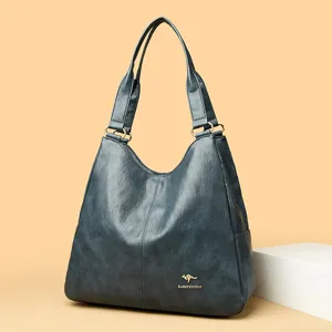 Klassische Damen Umhängetasche aus PU Leder, großer Kapazität und elegantem Retro Design.
