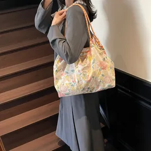 Koreanischer Stil blumige Tote Bag große Kapazität Schulter Einkaufstasche Sommer lässig Mode