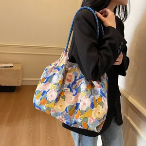 Koreanischer Stil große Kapazität Blumen Schulter Tasche lässige Einkaufstasche für Damen
