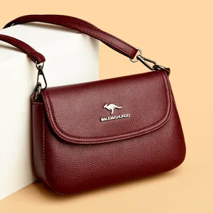 Echtes Rindsleder Umhängetasche Für Damen Luxus Tragegriff Schultertasche Retro Kleine Quadratische Klappentasche Weibliche Handtasche
