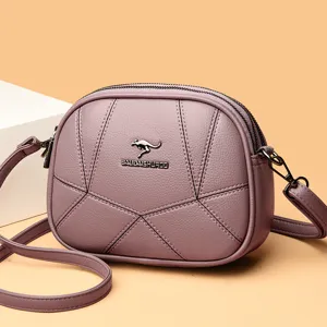 Damen lila Umhängetasche schicke gesteppte runde Schultertasche 2024 neues Modell Detail
