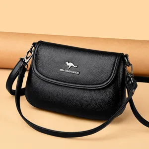 Echtes Leder Damen Umhängetasche lässig Messenger Handtasche schwarz stilvoll Alltag