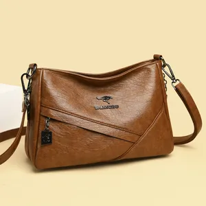 Damen Casual PU Leder Umhängetasche Große Kapazität Weiche Schultertasche Urban Minimalistisch Tägliche Tasche