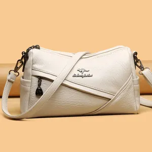 Weiche Leder-Umhängetasche für Damen, praktische Crossbody-Tasche mit mehreren Fächern.