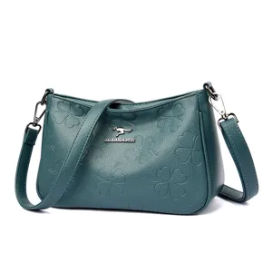 Echtes Leder Mutter Umhängetasche, modische geprägte weiche Leder Damen Schultertasche.