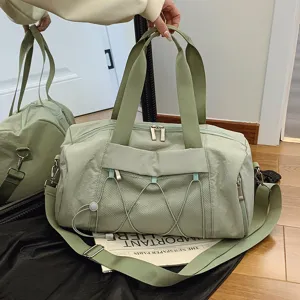 Leichte grüne Sport- und Fitnesstasche für Damen, tragbare Reisetasche Umhängetasche.