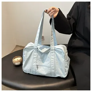 Lässige einfarbige Nylon-Tragetasche, große Schultertasche für Damen im Alltag.