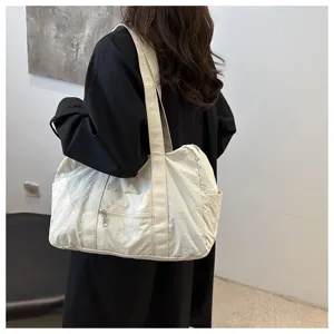 Minimalistische einfarbige Freizeittasche große Kapazität Stofftasche für Damen.