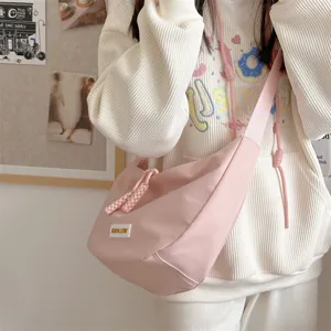 Rosa Segeltuch Knödel Umhängetasche, lässige große Kapazität Student Schultertasche Damen.