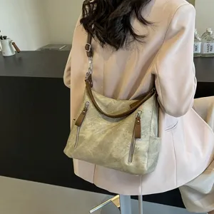 Damen Vintage Gradient Umhängetasche große Kapazität Freizeit Pendeln Handtasche Shopper