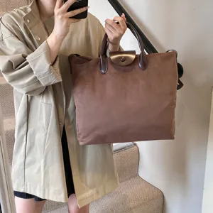 Damen Wildleder Shopper Tasche Grosse Kapazitaet Vintage Handtasche Alltag Herbst Winter Neu