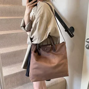 Damen Wildleder Große Kapazität Tote Tasche Retro lässige Umhängetasche Herbst Winter