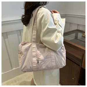 Minimalistische einfarbige lässige Damen Umhängetasche große Kapazität pinke Shopper Tasche