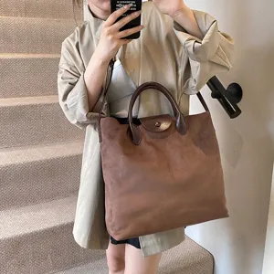 Damen Vintage Wildleder Shopper Tasche Grosse Kapazität Umhängetasche Herbst Winter neu