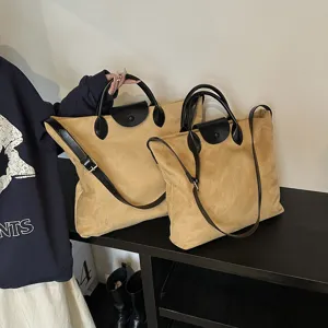 Damen Wildleder Tote Bag, große Kapazität Retro Umhängetasche für Herbst und Winter neu.