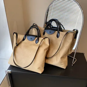 Retro Wildleder Tote Tasche für Damen, große Kapazität Schultertasche mit Tragegriff.