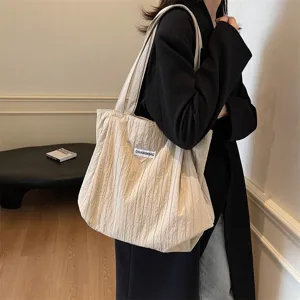 Sommer Große Kapazität Segeltuch Tote Bag Lässig Plissierte Schulter Handtasche Für Damen Studenten Täglichen Pendelverkehr