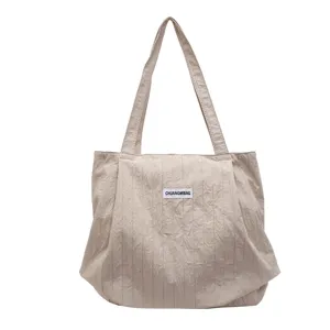 Lässige große gefaltete Canvas-Tragetasche für Damen, vielseitige Schultertasche Alltag.